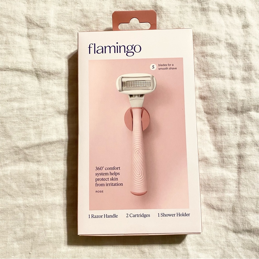 NWT Flamingo Rose Pink Women's 5-Blade Razor • 1 handle, 2 blades
